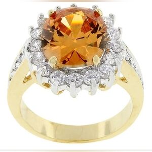 6.6 ct  Simulated Diamond Champagne Cambridge Elegance Ring, Size 8, NWT